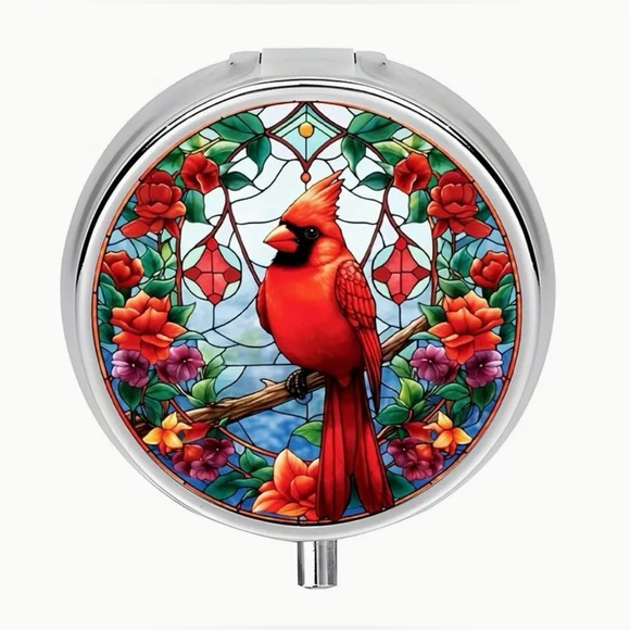 Accessories - Cardinal Round Pill Organizer 3-Compartment Compact Pill Case New
